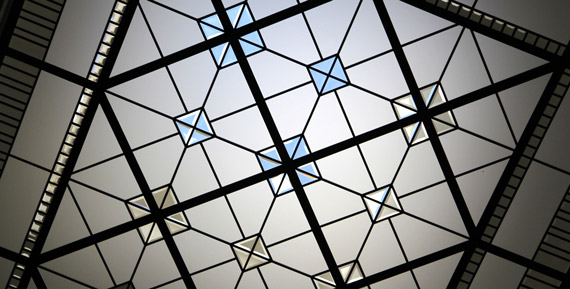 Large leaded glass skylight ceiling Cricket Club